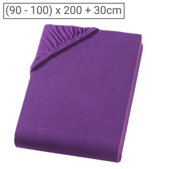 Einzelbett Qualitäts-Jersey Fixleintuch - 100% Baumwolle Öko-Tex Standard 100 - Hautsympathisch, atmungsaktiv, bügelfrei - Aubergine 90x200cm