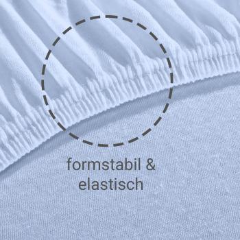 Preview: Doppelbett Qualitäts-Jersey Fixleintuch - 100% Baumwolle, hellblau, 160 x 200 cm - Hautsympathisch, bügelfrei, Öko-Tex Standard 100, 60° waschbar