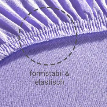Preview: Doppelbett Jersey Fixleintuch - 100% Baumwolle, flieder, 160 x 200 cm - Öko-Tex 100 - Hautsympathisch & atmungsaktiv - Rundum-Gummizug - Bügelfrei & 60° waschbar