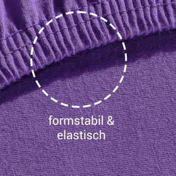 Preview: Übergrösse Qualitäts-Jersey Fixleintuch - 100% Baumwolle Öko-Tex Standard 100 violett - (180-200)x200 cm - elastisch, atmungsaktiv, bügelfrei - 30 cm Steg