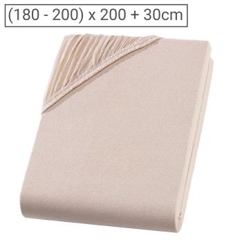 Qualitäts-Jersey Fixleintuch Übergrösse - 100% Baumwolle, beige, 200x200 cm - Öko-Tex Standard 100 Spannbetttuch - atmungsaktiv, bügelfrei