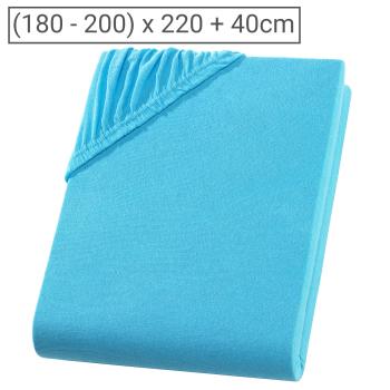 Qualitäts-Jersey Fixleintuch Übergrösse/Überlänge - 100% Baumwolle, türkis - 200x220 cm, Öko-Tex, 125 g/m², 40 cm Steg, bügelfrei, waschbar 60°