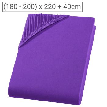 Qualitäts-Jersey Fixleintuch 200x220 cm - 100% Baumwolle - atmungsaktiv, bügelfrei, violett - Öko-Tex Standard 100 - für grosse Doppelmatratzen