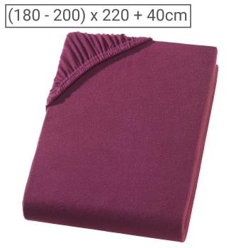 Qualitäts-Jersey Fixleintuch Übergrösse/Überlänge - 100% Baumwolle bordeaux - 180-200 x 220 cm, 40 cm Steg - Öko-Tex Standard 100 - bügelfrei