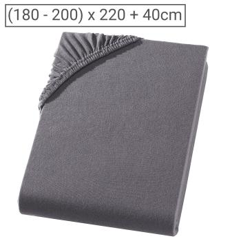 Übergrössen Jersey Fixleintuch 200x220 cm - 100% Baumwolle anthrazit - Öko-Tex Standard 100 Spannbetttuch für Doppelmatratzen