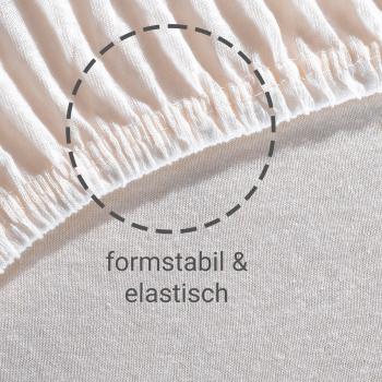 Preview: Einzelbett Premium Qualitäts-Jersey Fixleintuch - 100% Heavy Baumwolle (160 g/m2) - 90x200 cm natur, formstabil, bügelfrei, Öko-Tex Standard 100