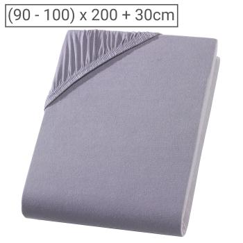 Einzelbett Premium Jersey Fixleintuch - 100% Baumwolle, grau, 90x200 cm - Öko-Tex Standard 100, atmungsaktiv, bügelfrei, bis 60° maschinenwaschbar, 30cm Steg