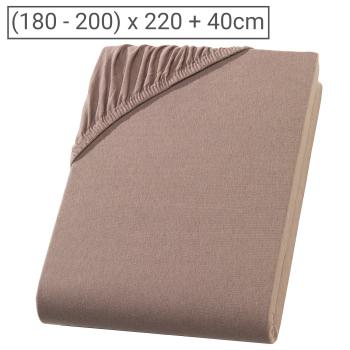 Wasser-/Boxspringbett Premium Qualitäts-Jersey Fixleintuch - 100% Heavy Baumwolle Öko-Tex - nougat 200x220 cm, 40 cm Steg