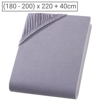 Wasser-/Boxspringbett Premium Jersey Fixleintuch – Grau 200x220 cm – 100% Heavy Baumwolle Öko-Tex – Atmungsaktiv & Bügelfrei – 40 cm Steg