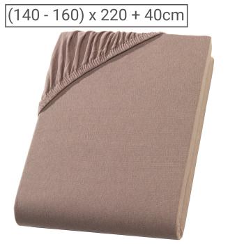 Wasser-/Boxspringbett Premium Qualitäts-Jersey Fixleintuch, nougat, 160x220 cm - 100% Heavy Jersey Baumwolle - Öko-Tex Standard 100 - 40 cm Steg