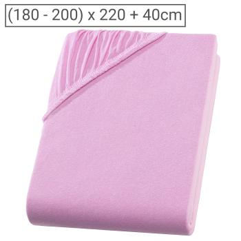 Superb Qualitäts-Jersey Fixleintuch – für Wasserbett & Boxspringbett – rosa – 180-200 x 220 cm – 40 cm Steg – 97% Baumwolle – Öko-Tex Standard 100