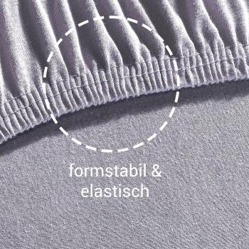 Preview: Premium Jersey Fixleintuch 200x200cm grau - für Topper bis 200cm Breite - 100% Heavy Jersey Baumwolle - Öko-Tex 100 - bügelfrei