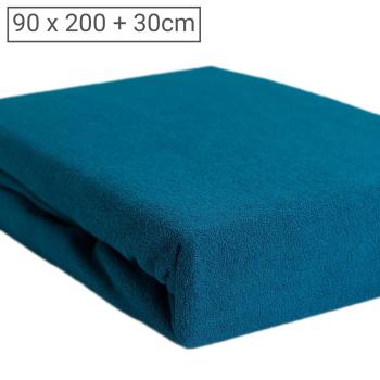 Einzelbett Luxus Frottee Fixleintuch - 90x200 cm - Hautsympathisch, atmungsaktiv, Öko-Tex Standard 100, bügelfrei - Petrol - 80% Baumwolle