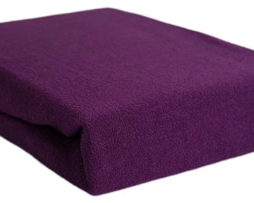 Preview: Luxus Frottee Fixleintuch Einzelbett - 80% Baumwolle 20% Mikrofaser aubergine - warmes Schlafklima - 90x200cm + 30cm Steg - Öko-Tex Standard 100 zertifiziert