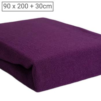 Luxus Frottee Fixleintuch Einzelbett - 80% Baumwolle 20% Mikrofaser aubergine - warmes Schlafklima - 90x200cm + 30cm Steg - Öko-Tex Standard 100 zertifiziert