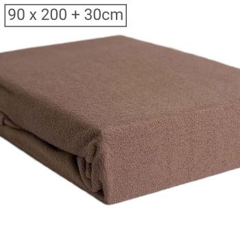 Luxus Frottee Fixleintuch 90x200 cm - Ideal für Einzelbetten, flauschig & warm - 80% Baumwolle, Öko-Tex 100, bügelfrei, nougat - 160 g/m²