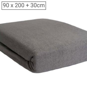 Einzelbett Luxus Frottee Fixleintuch 90x200cm - Warm, flauschig & atmungsaktiv - 80% Baumwolle/20% Mikrofaser - Öko-Tex Standard 100 - Grau