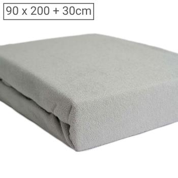 Einzelbett Frottee Fixleintuch Luxus - Kuschelig warm & hautsympathisch - 90x200cm - 80% Baumwolle, 20% Mikrofaser - Silber - Öko-Tex Standard 100
