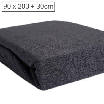 Luxus Frottee Fixleintuch 90x200cm anthrazit - Einzelbett Spannbetttuch - Öko-Tex Standard 100, 80% Baumwolle, 20% Mikrofaser - Bügelfrei, 60° waschbar