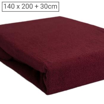 Luxus Frottee Doppelbett Fixleintuch - Bordeaux, 140x200cm - 80% Baumwolle, 20% Mikrofaser - Öko-Tex 100 - Elastisch, warm & atmungsaktiv - Bügelfrei