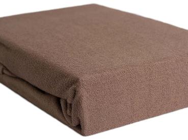 Preview: Doppelbett Luxus Frottee Fixleintuch - 140x200 cm Öko-Tex Standard 100 zertifiziert - 80% Baumwolle, 20% Mikrofaser - Nougat, 30 cm Steghöhe