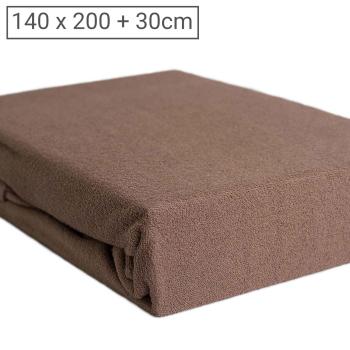 Doppelbett Luxus Frottee Fixleintuch - 140x200 cm Öko-Tex Standard 100 zertifiziert - 80% Baumwolle, 20% Mikrofaser - Nougat, 30 cm Steghöhe