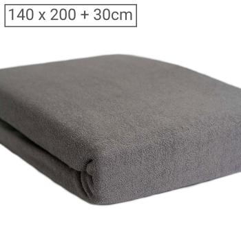 Luxus Frottee Fixleintuch 140x200cm - ideal für Doppelbetten - warm, bügelfrei, atmungsaktiv, Öko-Tex - 80% Baumwolle, 20% Mikrofaser - grau