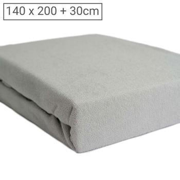 Doppelbett Luxus Frottee Fixleintuch - 140x200cm - Silber, 80% Baumwolle 20% Mikrofaser - Öko-Tex 100 - Hautsympathisch & Atmungsaktiv
