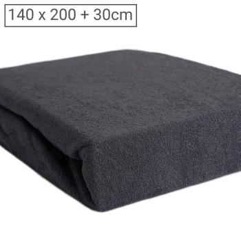 Doppelbett Luxus Frottee Fixleintuch - Kuschelig warm für Schlafklima im Winter - 80% Baumwolle 20% Mikrofaser - Anthrazit 140x200cm - Öko-Tex Standard