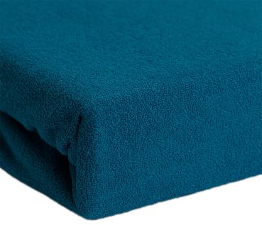 Preview: Luxus Frottee Fixleintuch Übergrösse 180x200cm - Warm & geschmeidig für Doppelmatratzen - 80% Baumwolle 20% Mikrofaser petrol - Öko-Tex Standard 100 bügelfrei