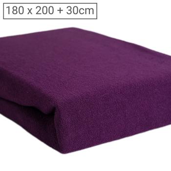 Übergrösse Luxus Frottee Fixleintuch - 180 x 200 cm aubergine - Ideal für grosse Doppelmatratzen - 80% Baumwolle 20% Mikrofaser - Öko-Tex Standard