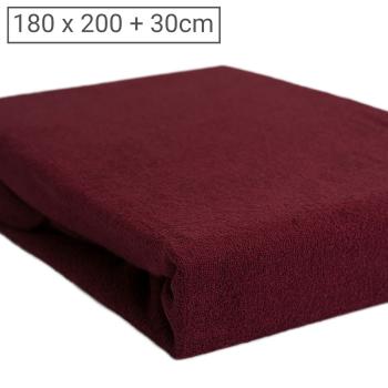 Luxus Frottee Fixleintuch 180x200cm - Extra warm für Doppelmatratzen - Bordeaux - 80% Baumwolle, 20% Mikrofaser - Öko-Tex Standard 100 zertifiziert