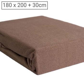 Luxus Frottee Fixleintuch 180x200 cm - warmes Schlafklima - 80% Baumwolle 20% Mikrofaser - Öko-Tex 100 zertifiziert - nougat - elastisch & bügelfrei