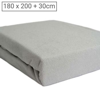 Luxus Frottee Fixleintuch 180x200 cm - warmes Spannbettlaken für Doppelmatratzen - 80% Baumwolle, 20% Mikrofaser - Silber, Öko-Tex 100, bügelfrei
