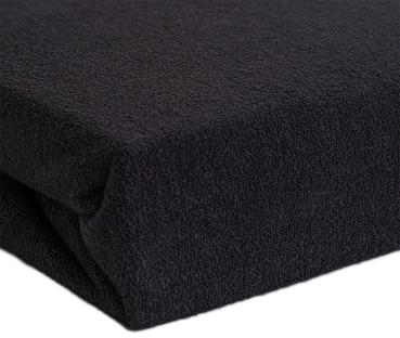 Preview: Luxus Frottee Fixleintuch 180x200 cm - Öko-Tex Standard 100 zertifiziert für Doppelmatratzen - 80% Baumwolle 20% Mikrofaser - Schwarz 30cm Steghöhe
