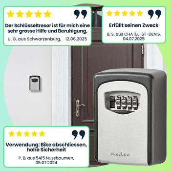 Preview: Sicherer Schlüsselsafe mit 4-stelligem Zahlencode: Robustes Kombinationsschloss (9x12x4cm) für zuverlässige Schlüsselaufbewahrung