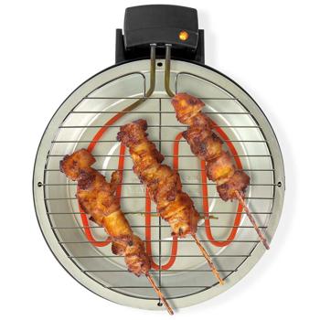 Preview: Elektro-Tischgrill, schwarz, Ø 30cm, starke 1250W – Stilvolles Design mit Abtropfschale aus Aluminium für sauberes & rauchfreies Grillen