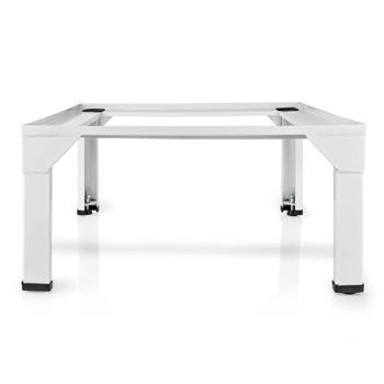 Preview: Hochwertiges Untergestell für Waschmaschine & Trockner: Rücken- & bodenschonend, bis 150kg, weisses Metall. Stabil & entlastend im Haushalt