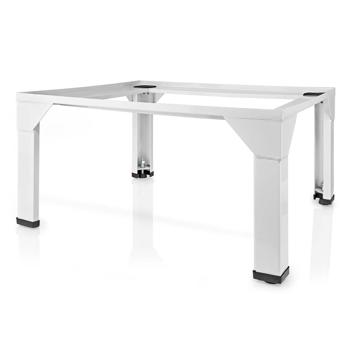 Preview: Hochwertiges Untergestell für Waschmaschine & Trockner: Rücken- & bodenschonend, bis 150kg, weisses Metall. Stabil & entlastend im Haushalt