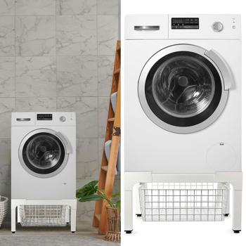 Hochwertiges Untergestell für Waschmaschine/Trockner mit Ablagekorb, bis 200kg – Stabil, rückenschonend & platzsparend