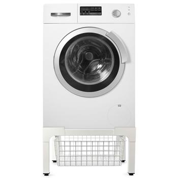 Preview: Hochwertiges Untergestell für Waschmaschine/Trockner mit Ablagekorb, bis 200kg – Stabil, rückenschonend & platzsparend