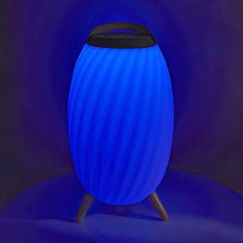 Preview: Stilvoller Bluetooth Lautsprecher mit RGB LED, 90W: Farbwechsel, Leder-Optik –  Kabelloser Musikgenuss & stimmungsvolle Beleuchtung