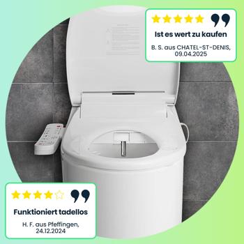 Preview: Smarter Premium Dusch-WC-Sitz mit Warmluft-Fön, Toilettenaufsatz mit Sitzheizung, Absenkautomatik und App