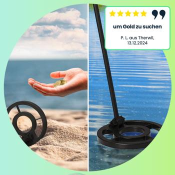 Preview: Profi Metalldetektor, digital, wasserdicht, LCD Display, Erkennung unterschiedlicher Metalle, Pinpointing-Funktion, Tiefensuche ohne Störung