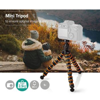 Preview: Flexibles Kamerastativ für Foto & Video - 9 Segmente, 30 cm Höhe mit Kugelkopf - Für Action-Kamera, Smartphone & Fotoapparat, max. 2.5 kg