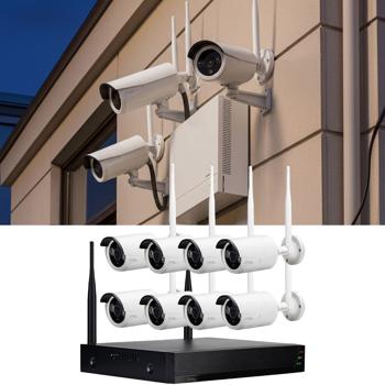 Profi Funk-Überwachungssystem, 8 QHD-2K Kameras & HDD-Rekorder, Tuya App mit Live Fernzugriff, Nachtsicht mit IR-LEDs, wetterfest - IP66