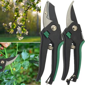 Gartenscheren-Set mit Bypass- & Amboss-Schere - ideal für Blumen, Äste & Totholz - gehärteter Edelstahl, ergonomische Griffe, Sicherheitsverschluss - langlebig & robust