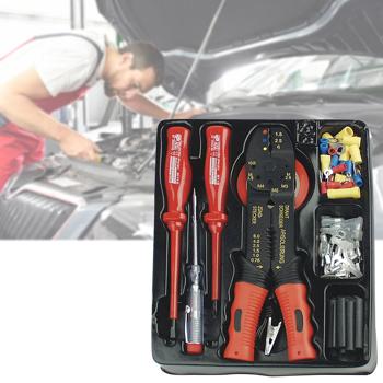 82-tlg. Auto-Elektrik-Reparatur-Set - Profi-Qualität - Schraubendreher, Zange, Kabelschuhe uvm - Für alle KFZ-Reparaturen