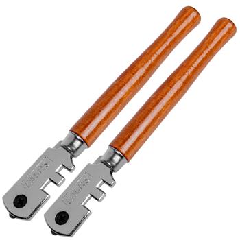 2er-Set Glasschneider für präzise Zuschnitte – Ergonomischer Holzgriff - Inkl. 6 Hartmetallschneiderädchen – 18x8,4x1cm - Profi & Heimwerker
