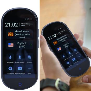 Revolutionärer Echtzeit-Übersetzer: 137 Sprachen, Sofort-Übersetzung, Text- & Sprachfunktion, Währungsrechner, grosses Display, schwarzes Design